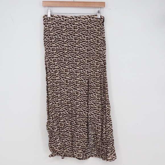 H&M Dresses & Skirts - H&M Skirt Womens 6 Midi Abstract Ikat Print Brown High Rise Side Slit Excellent